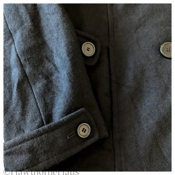 GIACCA Black Double Breasted Peacoat Size XL Wool Blend Heavyweight Lined - Picture 4 of 9